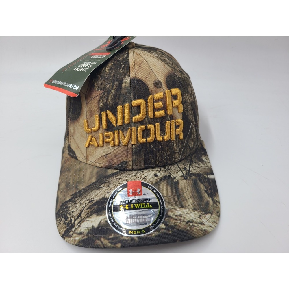 Under Armour Camo Flex Fitted (Seems S-M) Hat Cap Polyester Dad Men Women Brown‎